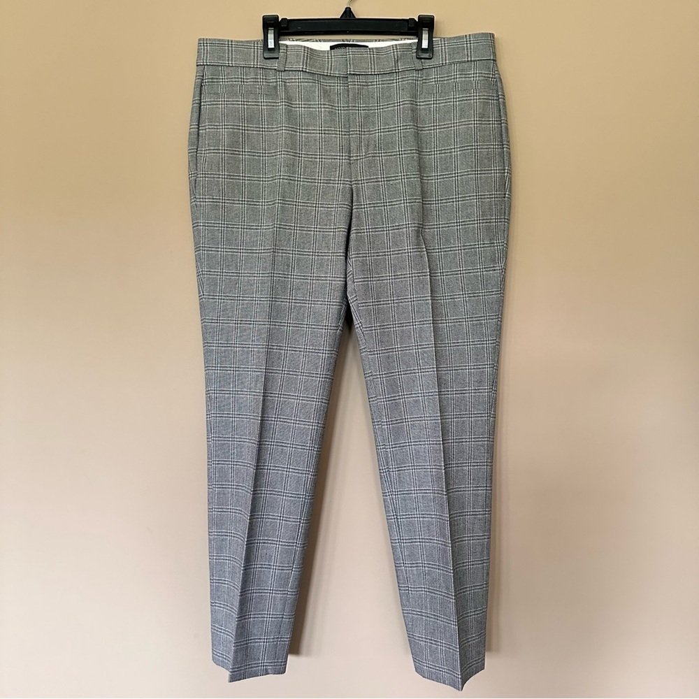 Banana Republic Sloan Pants Women 10 Gray Plaid Academia Office Professional